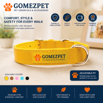 Gomezpet Adjustable Nylon Dog Collar – Durable Pet Collar in Bumblebee Yellow